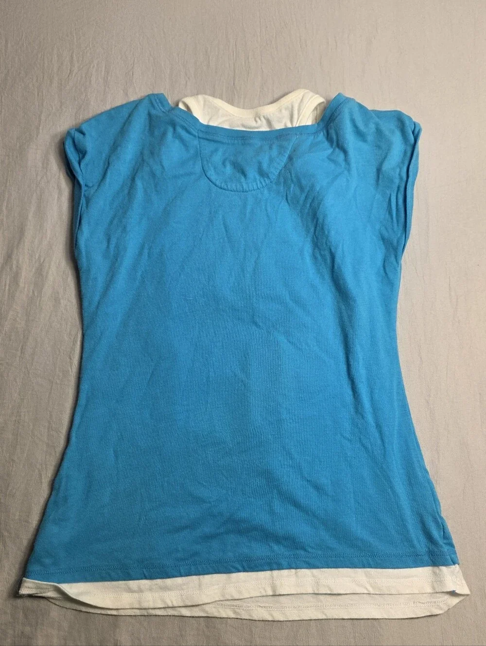 Blue Layered Cutout Floral Tee